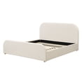 thumbnail image 3 of Christopher Knight Home King Size Bed Frame With Linen Upholstered Curved Headboard, Solid Wood Legs, Beige, 3 of 13