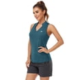 thumbnail image 3 of MoFiz Women Racerback Sleeveless Golf Polo Shirts V-Neck Collarless Tennis Running Tank Tops Quick Dry Athletic Casual, 3 of 5