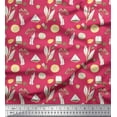 thumbnail image 1 of Soimoi Pink Moss Georgette Fabric Tea Bag,Herbs & Lemon Slice Vegetable Print Fabric by Yard 42 Inch Wide, 1 of 1