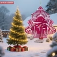 thumbnail image 3 of Stylized Metal Hanging Christmas Tree Wind Spinner - Abstract Red & White Geometric Design with Yellow Ornament for Garden Decor, 3 of 6