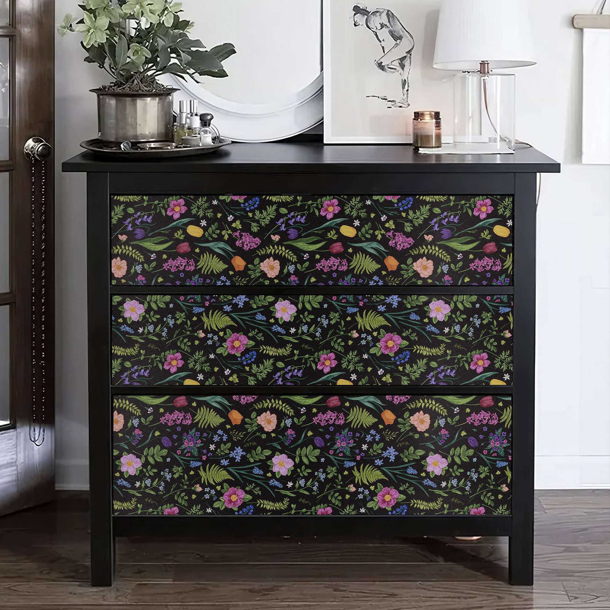 Abyssaly Floral Peel and Stick Wallpaper 17.7" x 118" Self-adhesive Removable Wall Paper Flower Vinyl Contact Paper for Home Decor