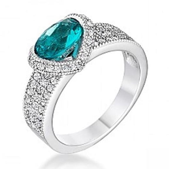 Jgoodin R08566R-C32-05 1.6 Ct Aqua Oval Cubic Zirconia Ring, Size 5