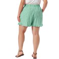 thumbnail image 3 of Agnes Orinda Women's Plus Size Boxer Shorts Ruffle Shorts Elastic Waist Drawstring Summer Casual Lounge Cute Short with Pocket 4X Dark Green, 3 of 6