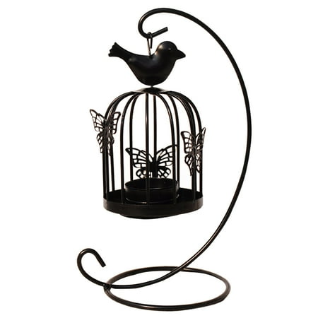 Hanging Metal Vintage Butterfly Round Birdcages Metal Wall Hanging Bird Cage for Small Birds Wedding Party Indoor Outdoor Decoration Black