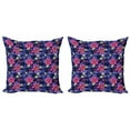 thumbnail image 1 of Ambesonne Floral Throw Pillow Cover 2 Pack, Tropicana Orchids Hawaii, 20", Violet Magenta Indigo, 1 of 2