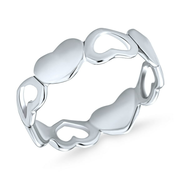 Bling Jewelry Womens Silver Ring: BFF Friendship Open Heart Eternity Band Promise Ring in Sterling