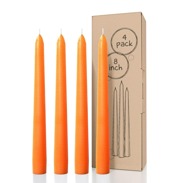Candwax - Vela cónica (20 cm), color naranja, 4 unidades, sin goteo