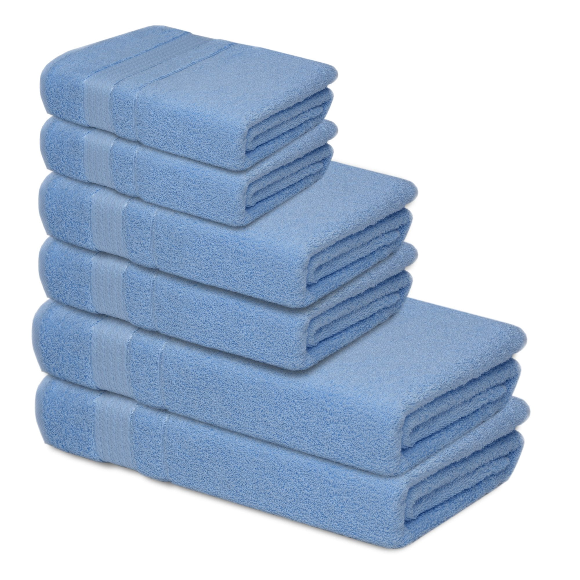 Melissa Linen Luxury Bath Towels Set of 6  - Bath Towels, Hand Towels, and Washcloths for the Bathroom – Light Blue