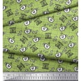 thumbnail image 2 of Soimoi Green polyester Crepe Fabric Coffee & CHill Text Printed Fabric 1 Yard 52 Inch Wide, 2 of 5