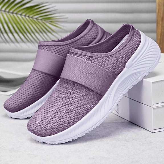 Willtoo Women's Walking Orthopedic Shoes Lightweight Breathable Flying Woven Mesh Upper Casual Shoes Walking Anti-Skid Sports Shoes
