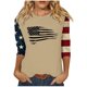 thumbnail image 1 of Camisetas de Manga Corta para las Mujeres Día de la Independencia Patriótica Impresa 3/4 Manga Cuello Redondo, Camiseta Casual para Diarios Y Festivales, 1 of 5