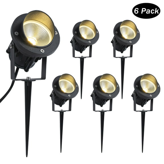 C Cattleya 6-Pack 11in Outdoor LED Landscape Spotlight with Ground Stakes for Garden Pathway and Courtyard