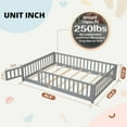 thumbnail image 6 of Queen Floor Bed for Kids, Sturdy Wood Montessori Bed Frame with Wood Slats, Fence & Door, Montessori Floor Bed for Girls and Boys, Gray (with Bed Slats), 6 of 6