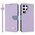 thumbnail image 2 of Crossbody Wallet Case for Samsung Galaxy S22 Ultra, Magnetic Closure Shoulder Strap & Wrist Strap PU Leather Flip Stand Case with Card Holder RFID Blocking Cash Purse Phone Cover for Women,Purple, 2 of 12
