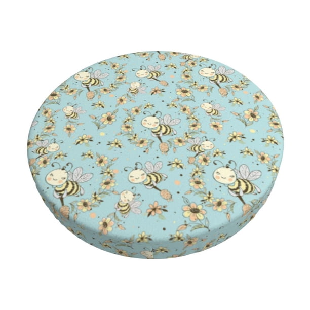 Balery Cute Honeybees Fundas de asiento para taburete de bar redondo de tela de terciopelo ajustables que protegen de arañazos y manchas para sillas de 14 a 17 pulgadas.-12 inch