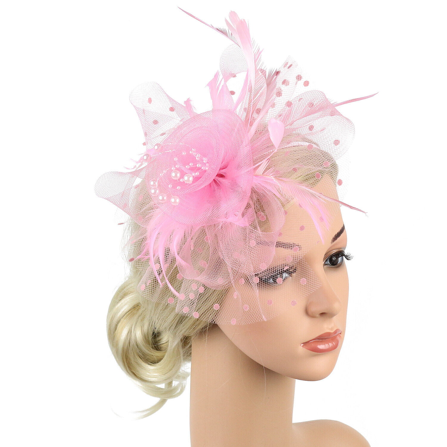 Hot Pink and black fascinator with headband Ascot Races weddings 