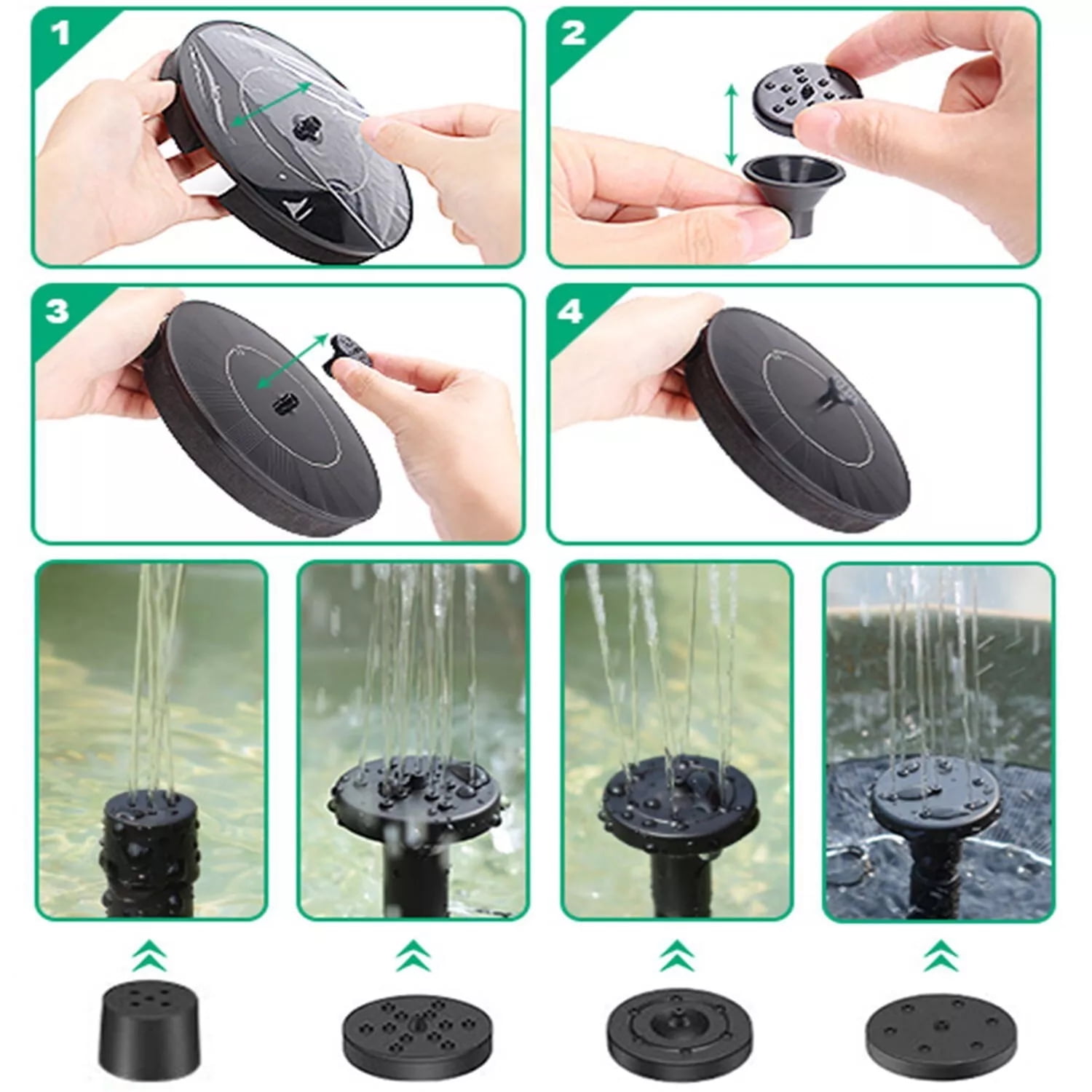 Solar Bird Bath Fountain Pump,Upgrade 1.4W Solar Fountain with 4 Nozzle,Solar Powered Water Fountain Pump for Bird Bath, Garden, Pond, Pool, Outdoor
