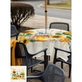 thumbnail image 5 of Outdoor Tablecloth with Umbrella Hole for Patio/Picnic/Party/Camping, Yellow Sunflowers Waterproof Table Cloth Square Cover Washable, Daisy Bees Elegant Pastoral Floral (54"x 54"), 5 of 8