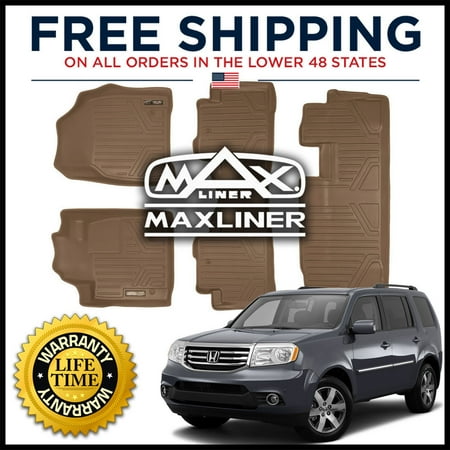 Maxliner 2009 2015 Honda Pilot Floor Mats 3 Row Set Tan A1036
