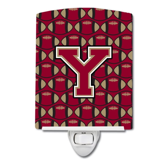 Caroline's Treasures CJ1078-YCNL Letter Y Football Garnet and Gold Ceramic Night Light, 6x4x3", multicolor