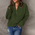 thumbnail image 3 of Suéter de las mujeres Suéter Zip Up Cuello Alto Gota Hombro Mangas de Color Puro Señora Suéter de Punto para el Otoño Invierno, 3 of 6