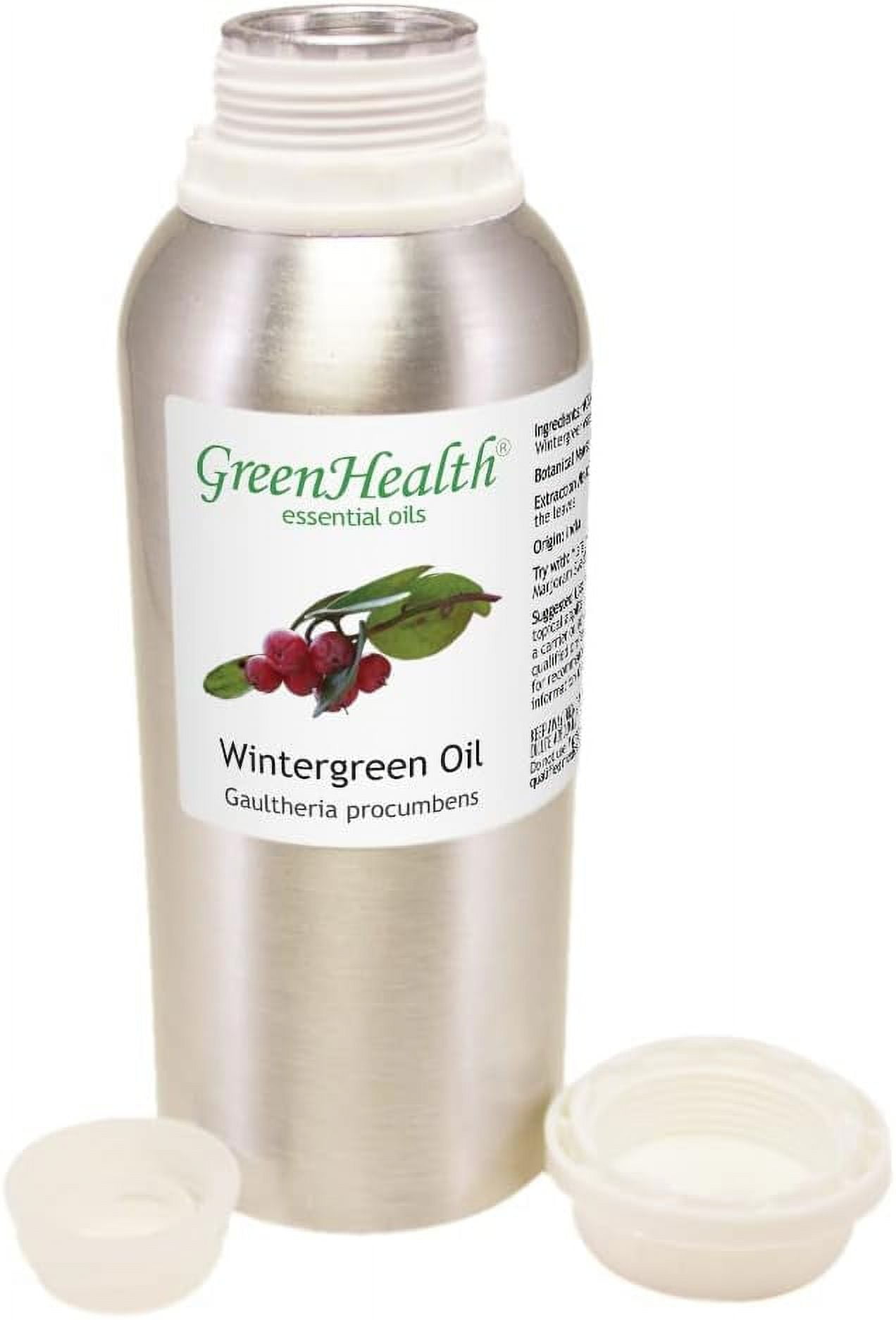GreenHealth Wintergreen – 8 fl oz (237 ml) Aluminum Bottle w/Plug Cap – 100% Pure Essential Oil