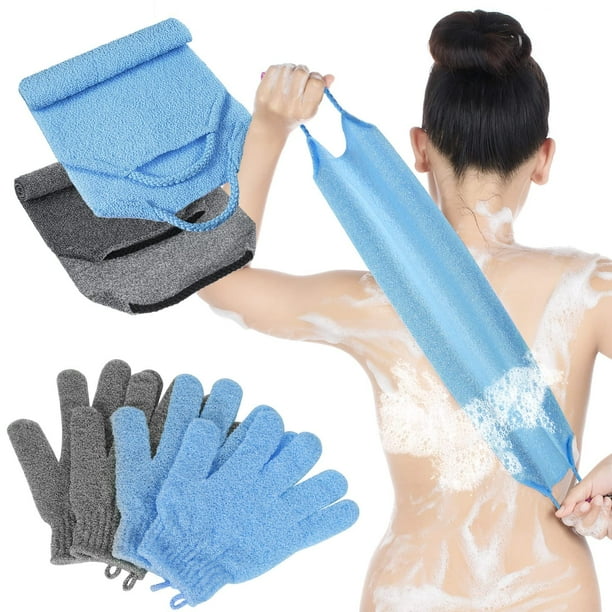 Juego de guantes exfoliantes para ducha y baño, para fregar la espalda, Breling