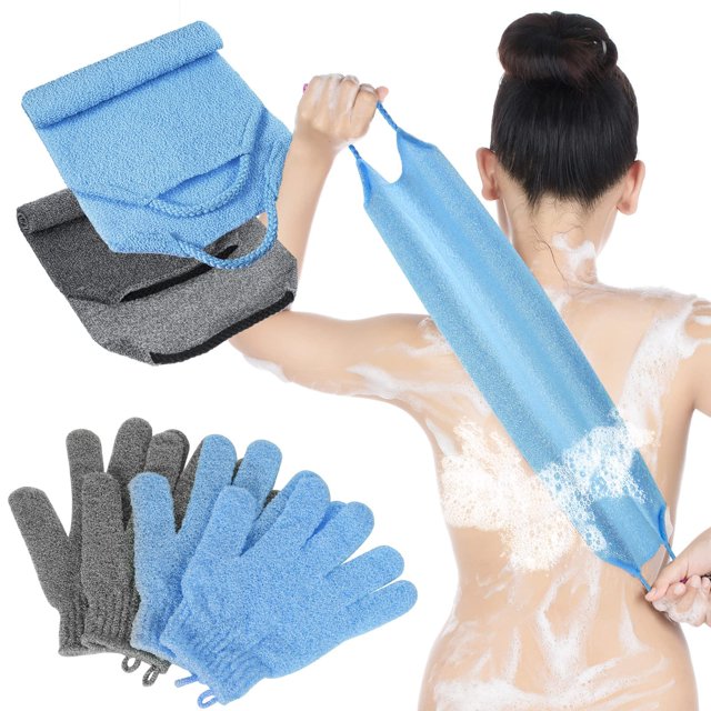 Juego de guantes exfoliantes para ducha y baño, para fregar la espalda, Breling