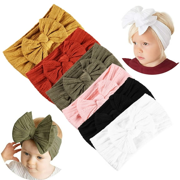 Handmade Soft Stretchy Nylon Baby Headbands with Bows, 6Pcs Christmas Headbands for Toddlers & Newborns, Gentle No-Mark Infant Hair Bands, Ideal Toddler Gifts with Stretch Bands Design