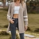thumbnail image 2 of Women Sweater Coat Open Front Long Sleeve Soft Comfortable Casual Midi Long Knitwear Coat for Daily Wear Khaki M, 2 of 9