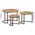 thumbnail image 5 of vidaXL Nesting Tables 3 pcs Solid Rough Wood Mango, 5 of 5