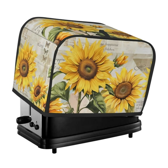 1pc Country Sunflower Pattern 2 Slice Toaster Dust Cover, Toaster Dust Cover with Yellow Sunflower And Butterfly Design, Suitable for Most Microwave Toaster Oven Covers