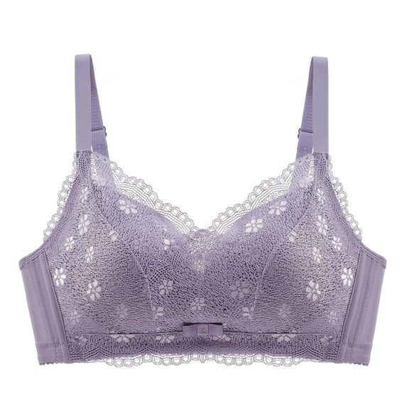 Bigersell Running Girl Sports Bra Ladies Comfortable Breathable No Underwire Lace Push-Up Adjustment Lift Bra Woman Underwear Regular Size Bra for Backless Dresses, Style 6128, Purple 34B