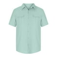 thumbnail image 4 of DDAPJ pyju Men's Casual Button Down Shirts Short Sleeve Cotton Linen Shirt Summer Beach Shirt Fashion Vacation Blouse with Double Pockets Summer Savings Mint Green XXL, 4 of 7