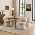 thumbnail image 3 of Kidol & Shellder Boucle Dining Chair 3PCS, Swivel Accent Chair with Armless Barrel Design & Mid Back, Plush Upholstered Seat for Kitchen, Living Room, Vanity Room, Easy-Clean, Beige, 3 of 8