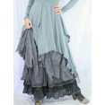 thumbnail image 3 of Elegante vestido largo de manga larga con cuello redondo para mujer 2024 Vestido de verano con capas de patchwork Vestido largo con dobladillo irregular y empalme en contraste, 3 of 4