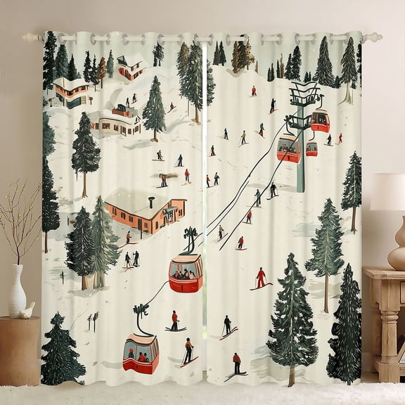 Feelyou Skiing Boy Black Out Curtains, Outdoor Sports Curtains Pack of 2 (42x63 Each)