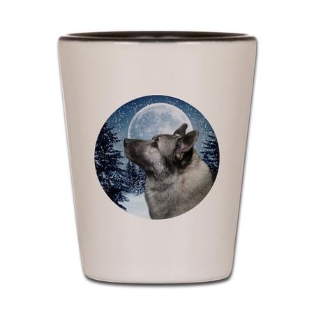 CafePress - Norwegian Elkhound - White/Black Shot Glass Unique and Funny Shot Glass