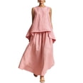 thumbnail image 3 of Sentmoon Ensembles Deux Pièces Jupe Longue Taille Haute Jupes-Short Athlétiques pour Femmes Doux et Confortable Sans Manches Col Ras du Cou Coupe Régulière Jupe-Short pour Usage Quotidien Décontracté P-2TG, 3 of 6