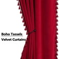 thumbnail image 3 of Soft Luxury Velvet Curtains with Tassels, 2 Panel Rod Pocket Blackout Curtain Drapes, 3 of 9