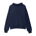 thumbnail image 4 of Girls Quarter Zip Sweatshirts Stand Warm Collar Fleece Hoodie Fashion Casual Loose Oversized Pullover Tops (Navy 140), 4 of 6