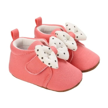 Zwiiyzr Girls Baby First Walking Shoes 0-1 Years Infant Dress Shoes Spring Princess 0-1 Year Old Bowknot Cotton Soft Sole Walking Shoes Red