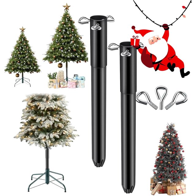Extensor de altura para árbol de Navidad artificial de 14,8", elevador de metal resistente con 3 tornillos de fijación, poste de extensión de base ajustable, elevador de soporte para árbol de Navidad