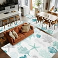 thumbnail image 5 of 4x6 Area Rugs, Turquoise Coastal Non-Skid Rubber Backing Large Rectangle Rugs - Living Room Bedroom Home Office, Nautical Summer Beach Coral Sea Turtle Indoor Floor Mat Carpets Washable Rug, 5 of 9