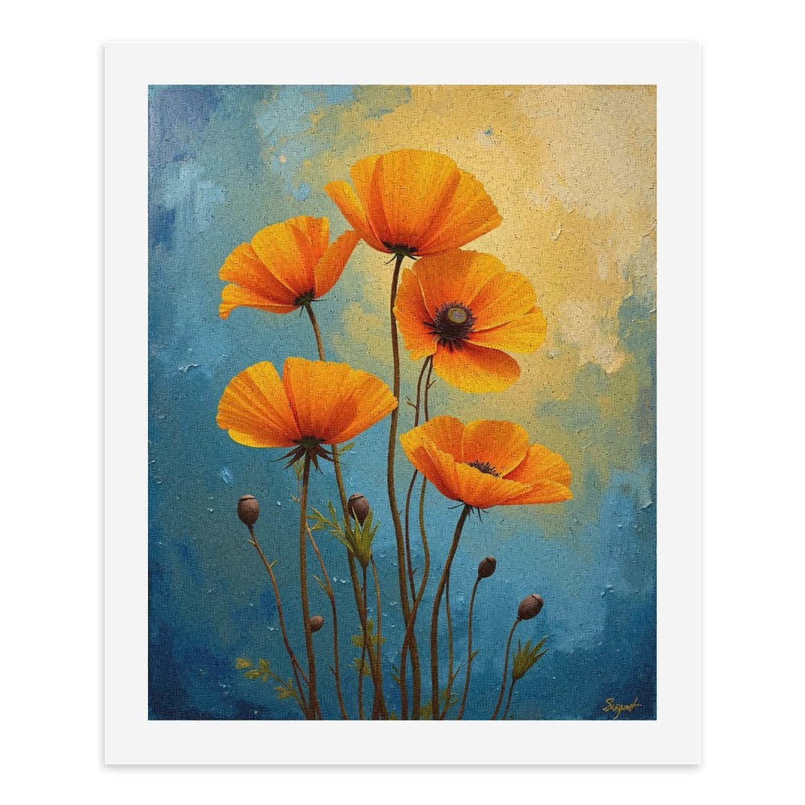 Paint By Numbers Kit for Adults Beginner - DIY Orange Flowers Abstract Art Painting Canvas Painting Kits for Adults, Frameless Paint By Number for Adults for Home Wall Decor 16x20 Inch