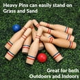 thumbnail image 7 of Premium Wooden Lawn Bowling Skittles Set with 11" Pins and Carrying Mesh Bag - Includes 10 Heavy Solid Wooden Pins and 2 Balls for Indoor and Outdoor Use, 7 of 7