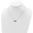 thumbnail image 3 of Auriga Fine Jewelry 925 Sterling Silver Rhodium-plated Emerald-cut Green Nano Crystal and Brilliant-cut White CZ Bar Necklace for Women 18", 3 of 5