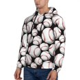 thumbnail image 3 of Pofeuu Cute Baseball Print Mens Casual Hooded Collar Drawstring Hoodies Pullover Sweatshirts Casual Long Sleeve Shirts-4X-Large, 3 of 7