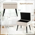 thumbnail image 3 of Costway Tabouret-Coffre en Velours avec Rangement, Pieds en Bois Massif, Dessus Relevable pour Entrée, Beige, 3 of 10
