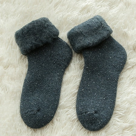 

DENGDENG Women s Cotton Thick Socks Winter Warm Solid Sock Soft Snow Socks for Women